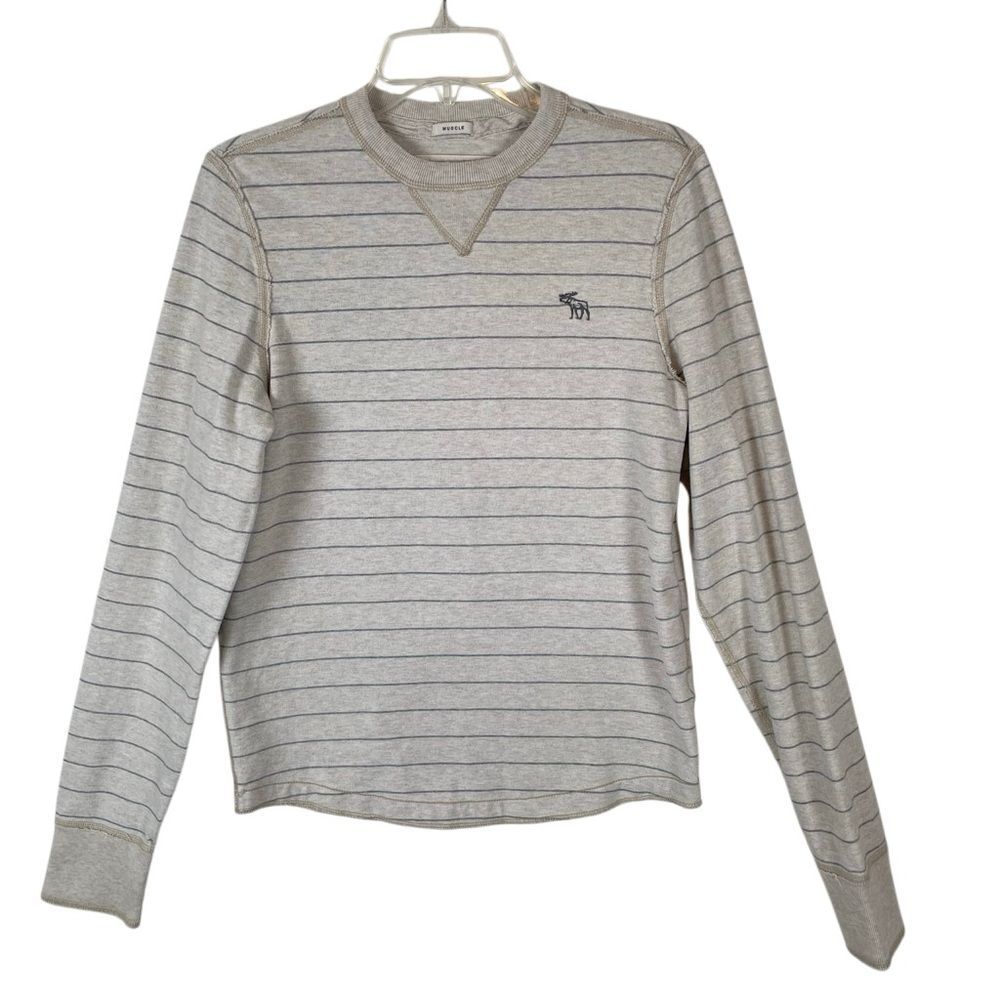 Y2K Abercrombie & Fitch, long sleeve striped muscle‎ fit waffle T-shirt men’s M